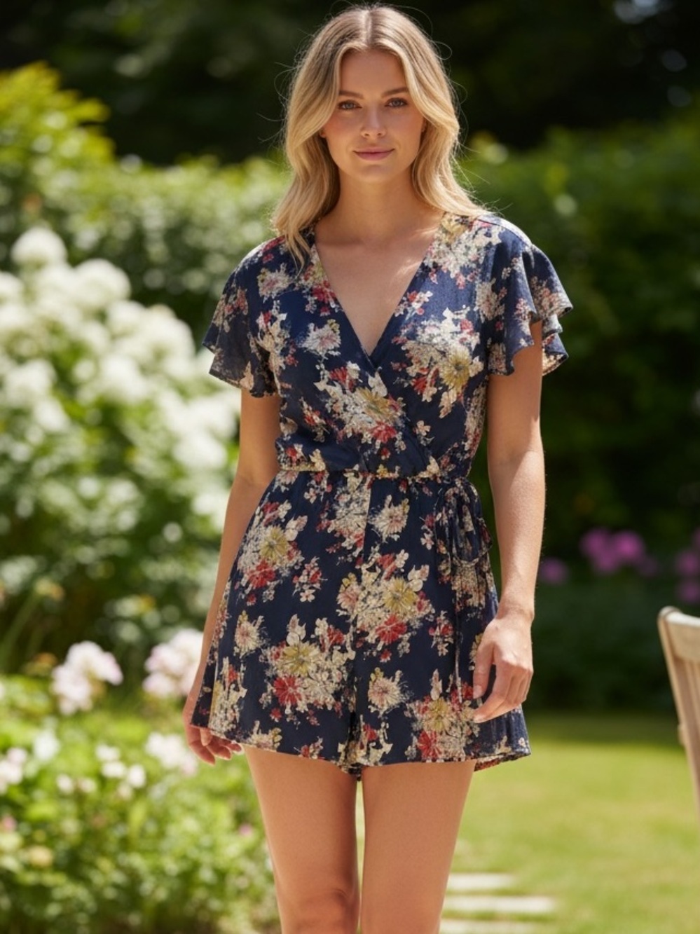 Francesca’s NWT Miami Navy Floral Size Medium Romper